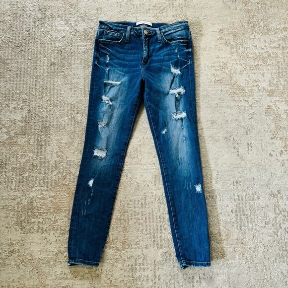 Flying Monkey Ankle Skinny Jeans dark wash distressed jeans woman’s 27 - Picture 1 of 10